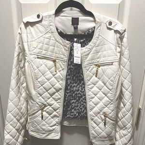 Bebe white faux leather jacket